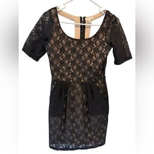 Silence + Noise Black Lace Overlay Mini Dress